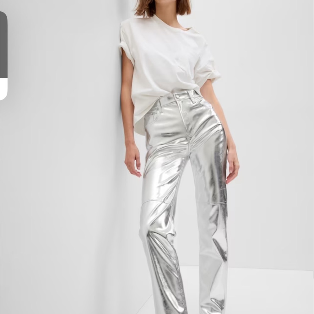 High Rise Vegan Leather Cheeky Straight Pants